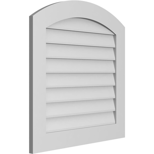 Arch Top Surface Mount PVC Gable Vent: Functional, W/ 3-1/2W X 1P Standard Frame, 30W X 30H